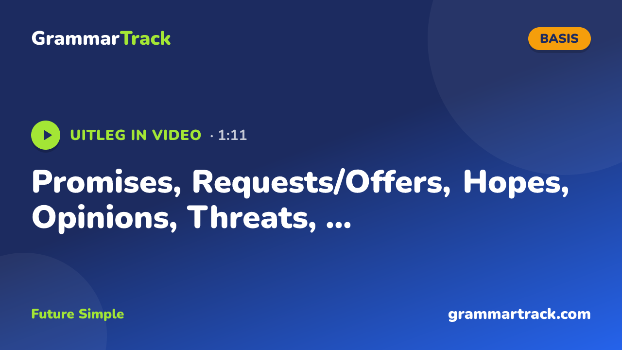 Promises, Requests/Offers, Hopes, Opinions, Threats, ...