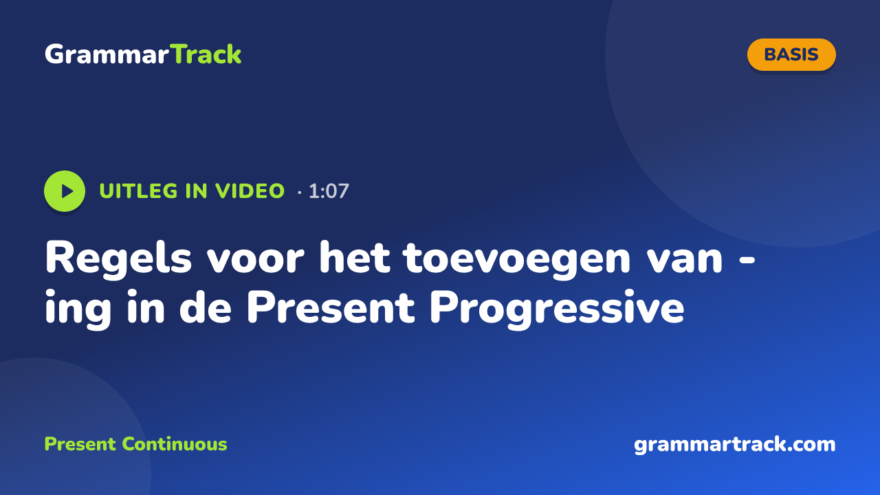 Regels voor het toevoegen van -ing in de Present Progressive