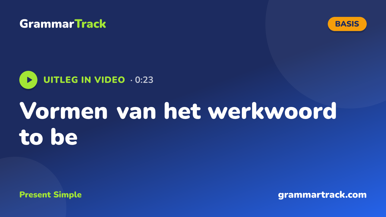 Vormen van het werkwoord to be