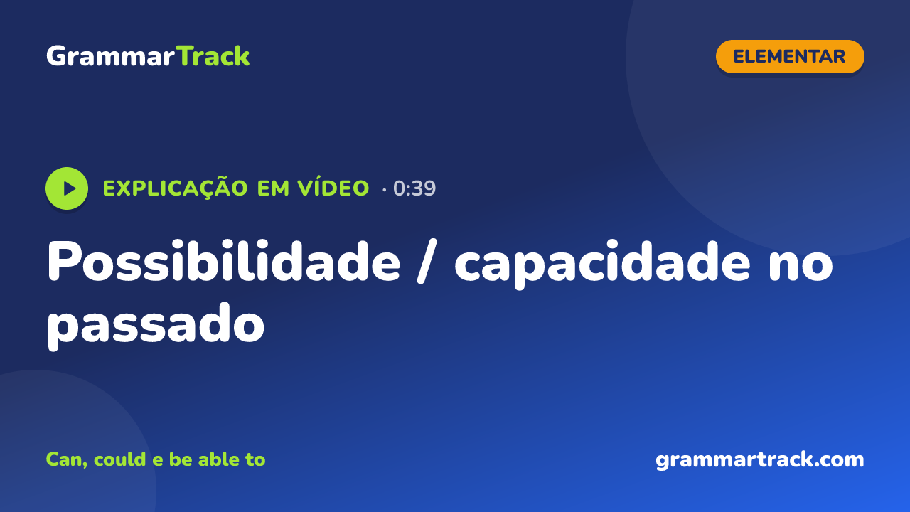 Possibilidade / capacidade no passado