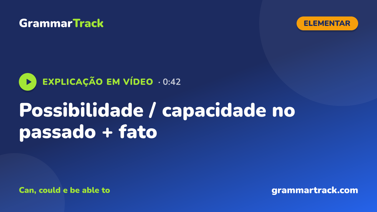 Possibilidade / capacidade no passado + fato
