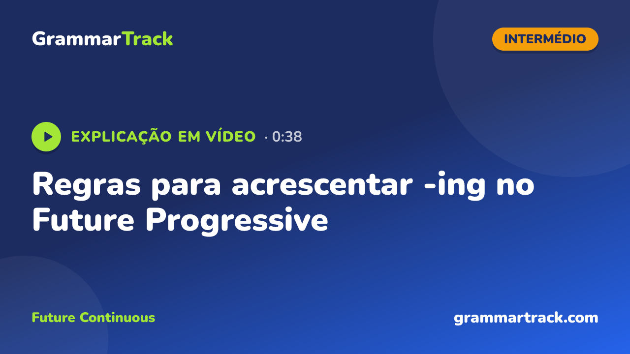 Regras para acrescentar -ing no Future Progressive