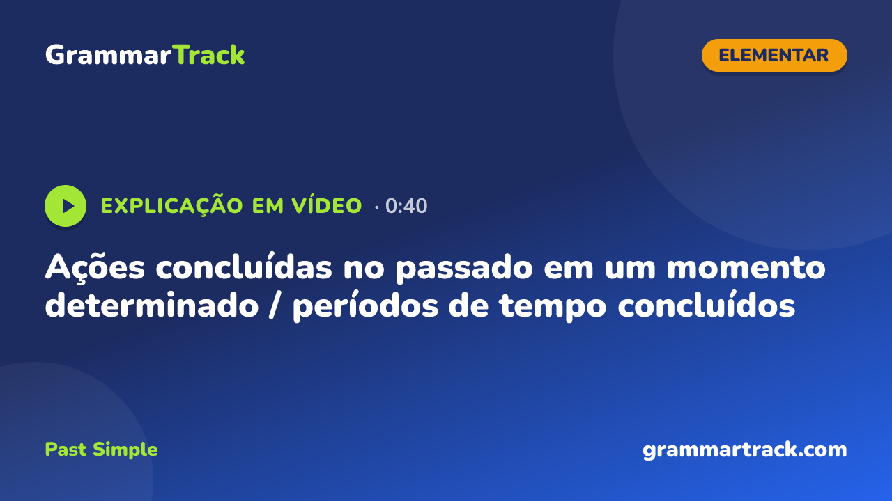 Ações concluídas no passado em um momento determinado / períodos de tempo concluídos