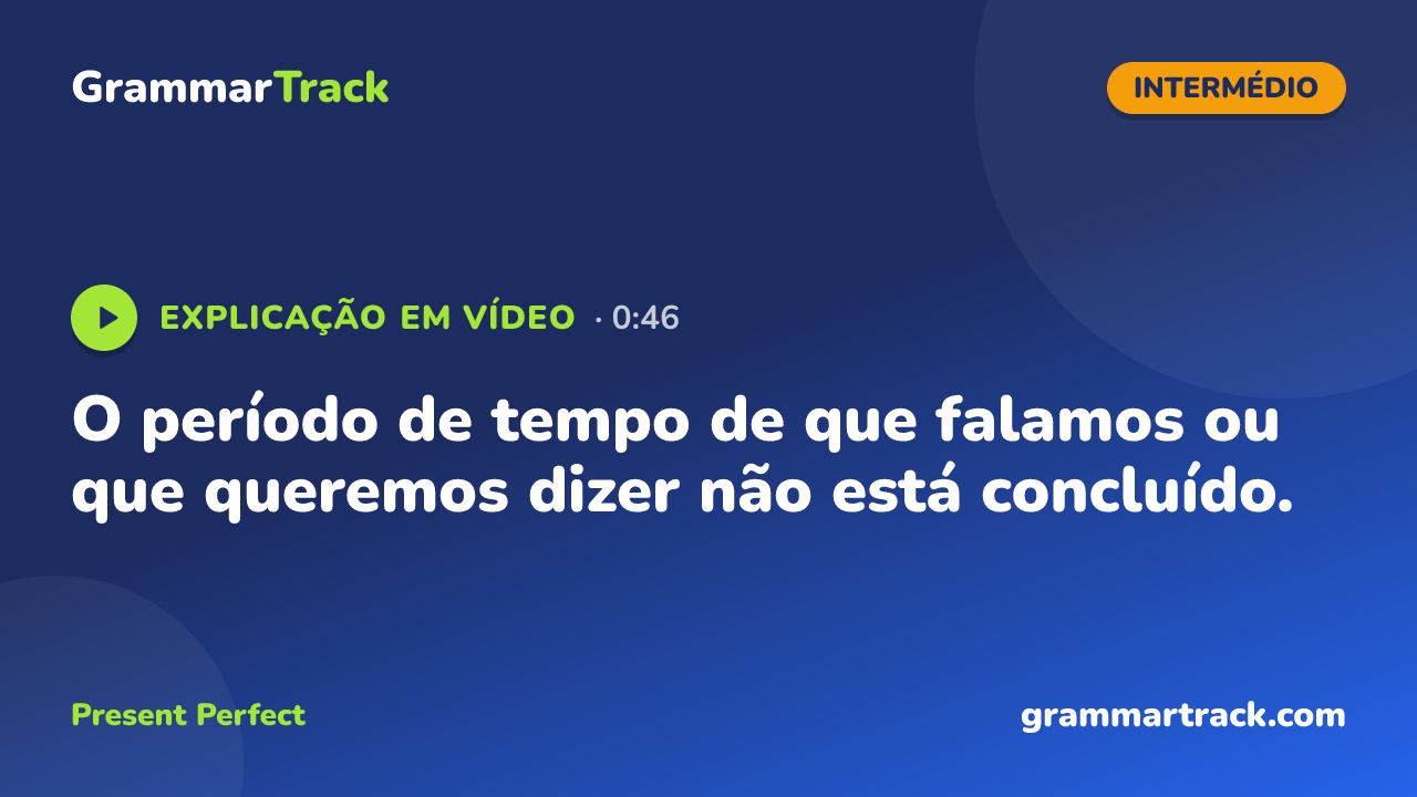 O período de tempo de que falamos ou que queremos dizer não está concluído.