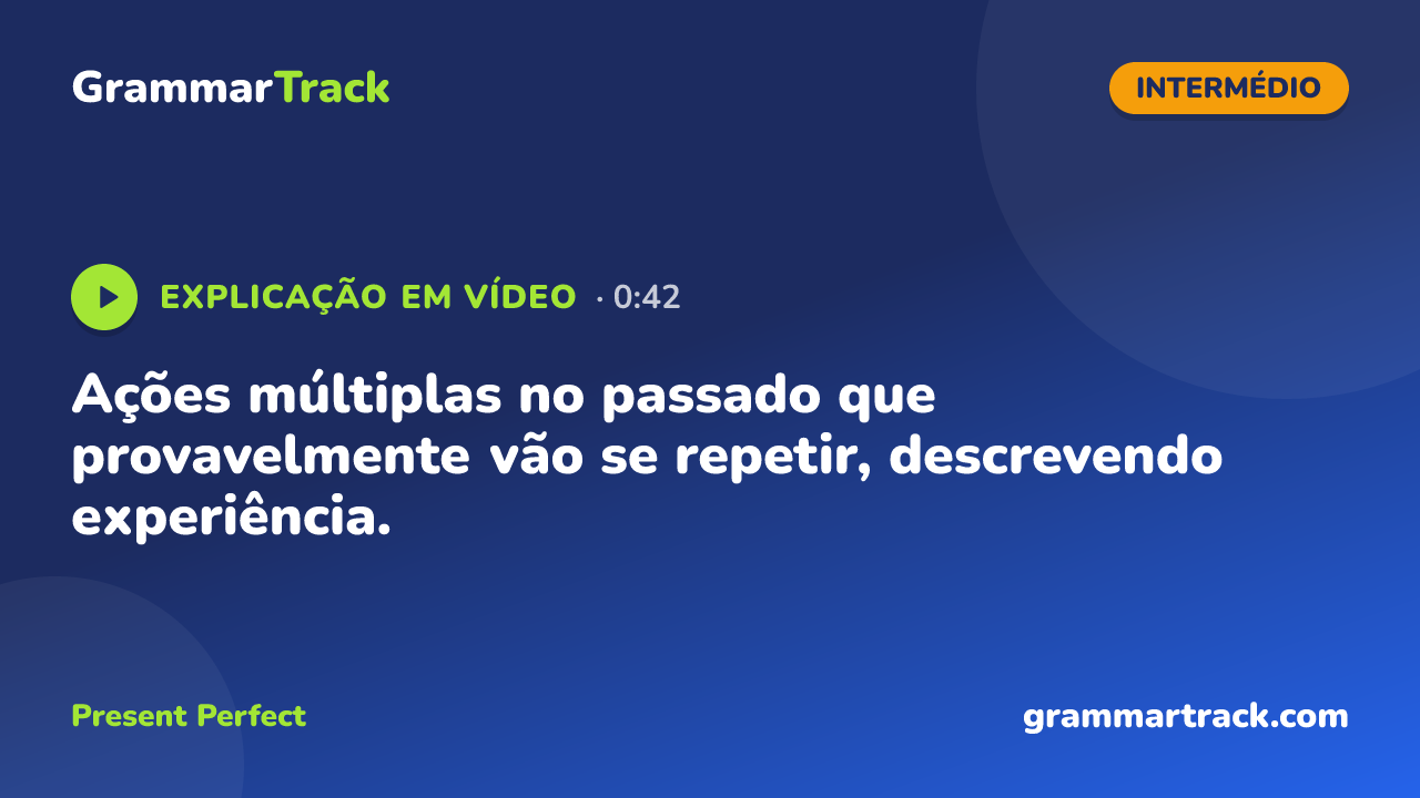 Ações múltiplas no passado que provavelmente vão se repetir, descrevendo experiência.