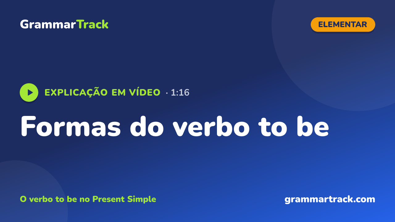 Formas do verbo to be