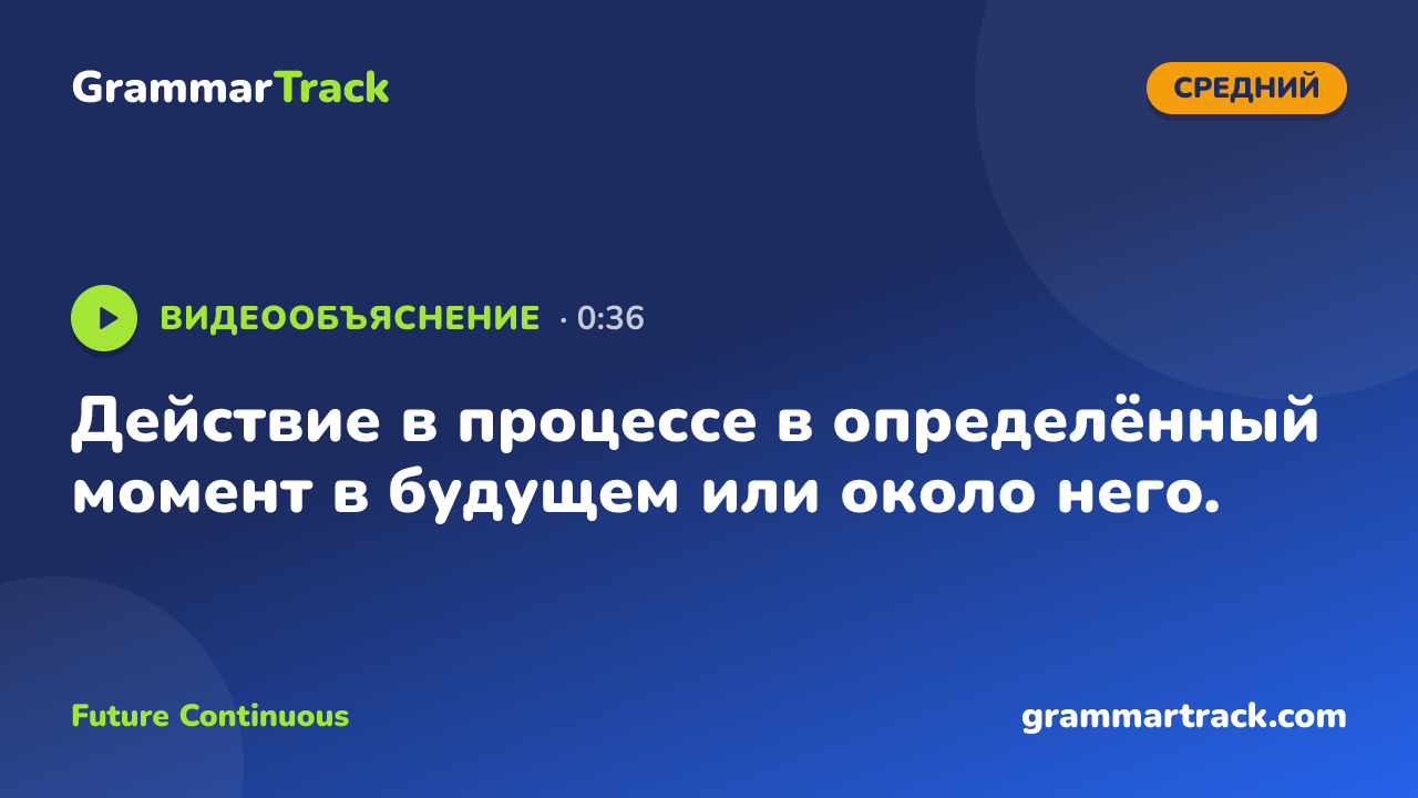 Действие в процессе в определённый момент в будущем или около него.