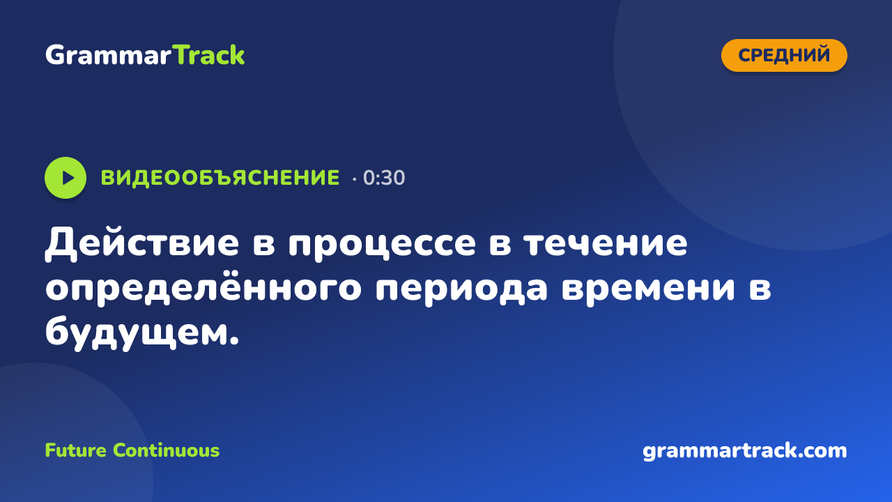 Действие в процессе в течение определённого периода времени в будущем.
