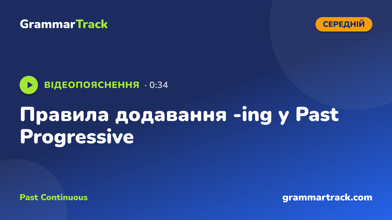 Правила додавання -ing у Past Progressive