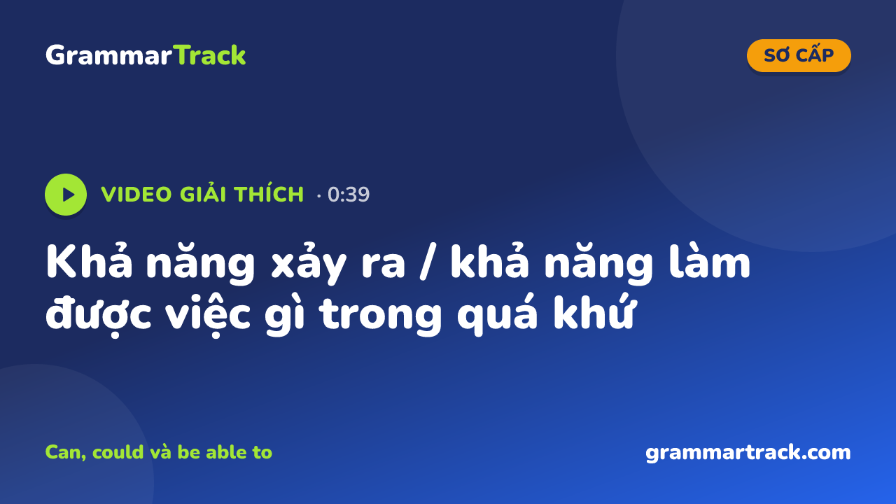 Khả năng xảy ra / khả năng làm được việc gì trong quá khứ