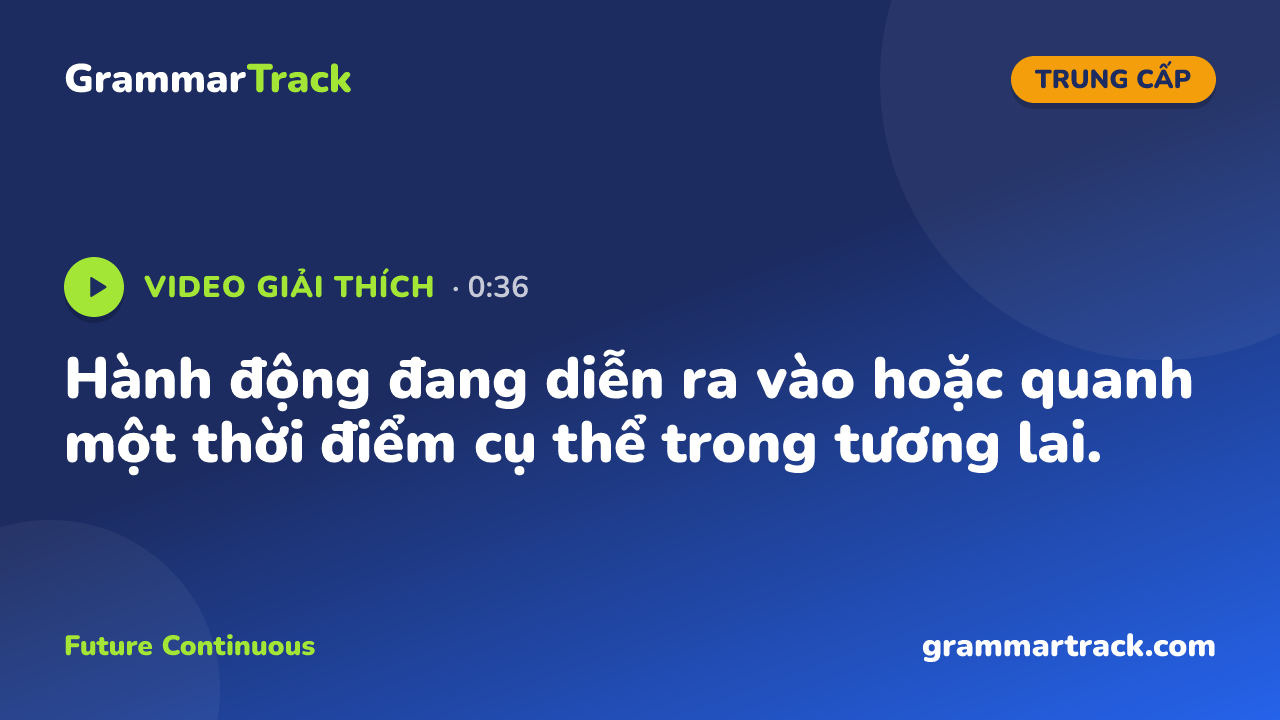 Hành động đang diễn ra vào hoặc quanh một thời điểm cụ thể trong tương lai.