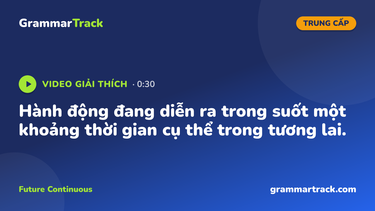 Hành động đang diễn ra trong suốt một khoảng thời gian cụ thể trong tương lai.