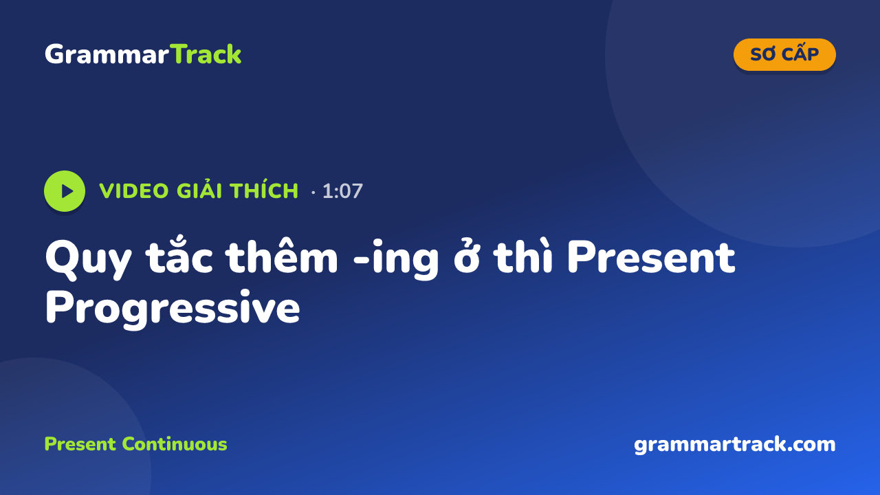 Quy tắc thêm -ing ở thì Present Progressive